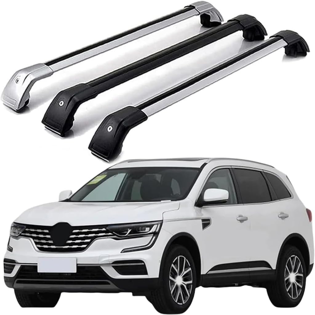 Dach Querstreben für KOLEOS II 2016 2017 2019 2022,Auto Dachträger Querstreben Auto Schienen Rack Aluminium Anti-Rost Querträger Dach Gepäck Ersatzteile Set,Silber-schwarz von ZZRSXZSR