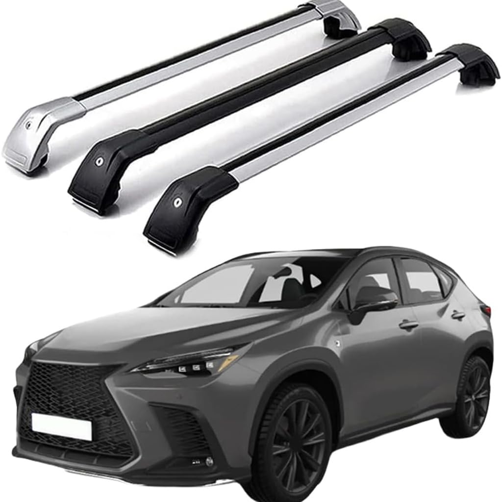 Dach Querstreben für L-EXUS NX-Serie 5-dr SUV 2015-2022,Auto Dachträger Querstreben Auto Schienen Rack Aluminium Anti-Rost Querträger Dach Gepäck Ersatzteile Set,Silber von ZZRSXZSR