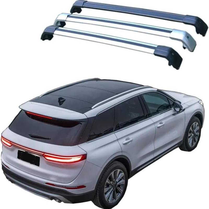 Dach Querstreben für Lincoln CORSAIR 2019-2022,Auto Dachträger Querstreben Auto Schienen Rack Aluminium Anti-Rost Querträger Dach Gepäck Ersatzteile Set,Silber von ZZRSXZSR