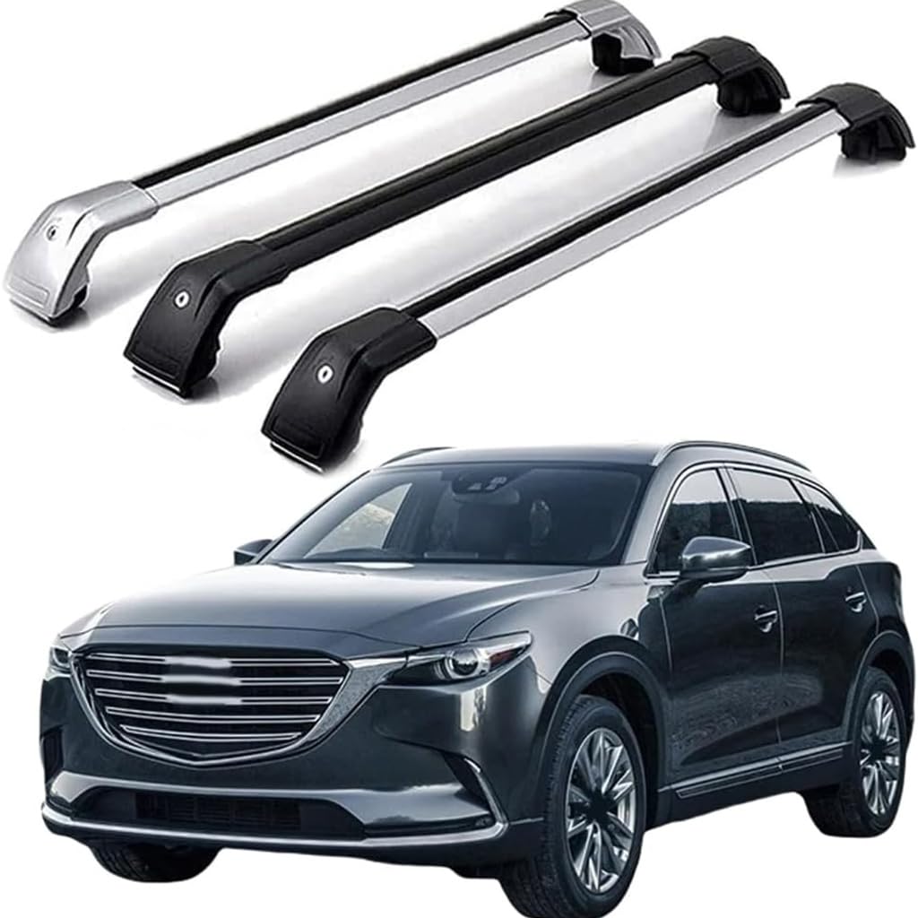 Dach Querstreben für MAZDA CX-9 5-dr SUV 2016-2020,Auto Dachträger Querstreben Auto Schienen Rack Aluminium Anti-Rost Querträger Dach Gepäck Ersatzteile Set,Schwarz von ZZRSXZSR