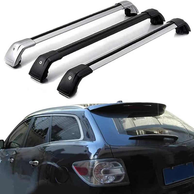 Dach Querstreben für MAZDA CX7 SUV 2006-2016,Auto Dachträger Querstreben Auto Schienen Rack Aluminium Anti-Rost Querträger Dach Gepäck Ersatzteile Set,Silber-schwarz von ZZRSXZSR