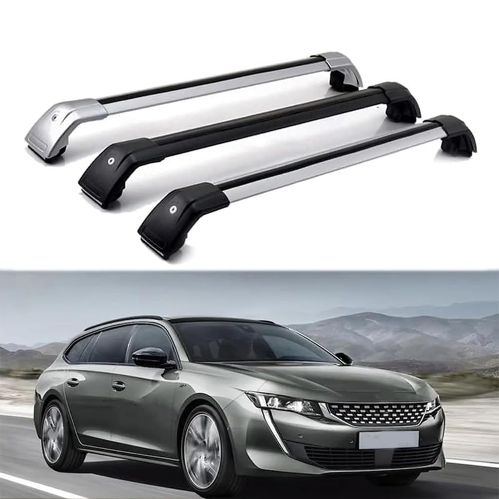 Dach Querstreben für PEUGEOT 508 SW, 5-dr Estate, 2019 2020 2021,Auto Dachträger Querstreben Auto Schienen Rack Aluminium Anti-Rost Querträger Dach Gepäck Ersatzteile Set,Schwarz von ZZRSXZSR