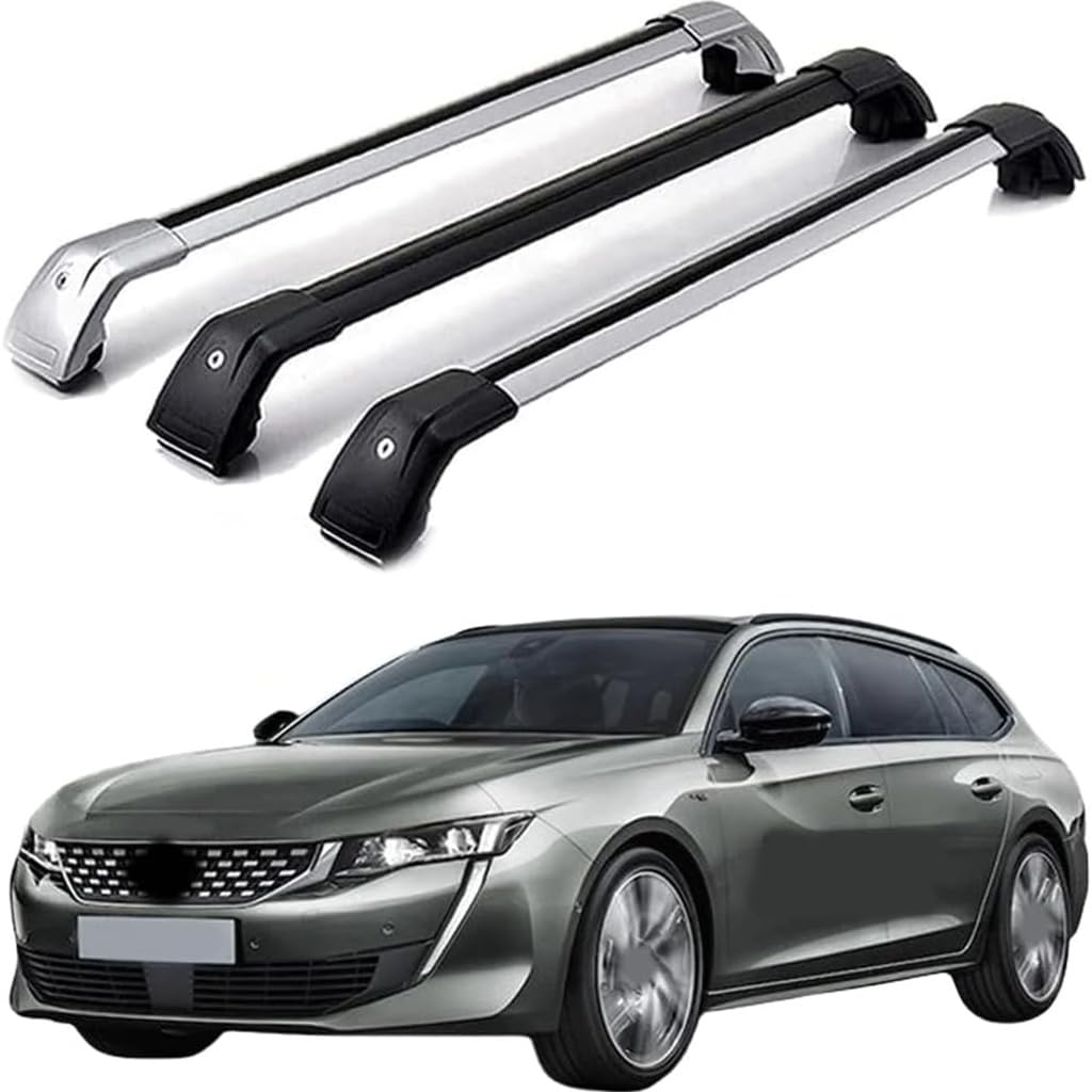 Dach Querstreben für PEUGEOT 508 SW 5-dr 2019 2020 2021,Auto Dachträger Querstreben Auto Schienen Rack Aluminium Anti-Rost Querträger Dach Gepäck Ersatzteile Set,Schwarz von ZZRSXZSR