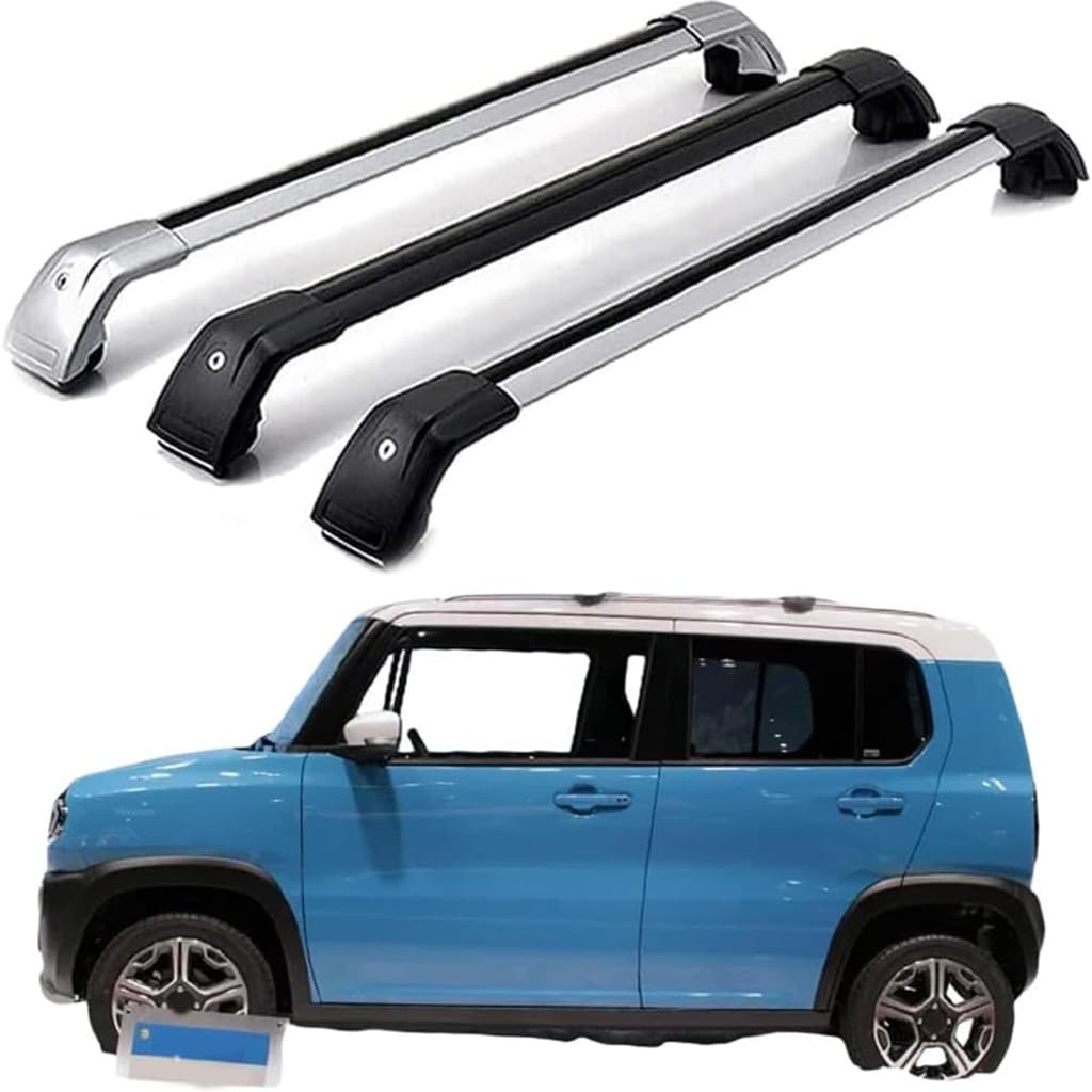 Dach Querstreben für S-UZUKI HUSTLER 2014-2016 2017 2018 2019,Auto Dachträger Querstreben Auto Schienen Rack Aluminium Anti-Rost Querträger Dach Gepäck Ersatzteile Set,Silber-schwarz von ZZRSXZSR