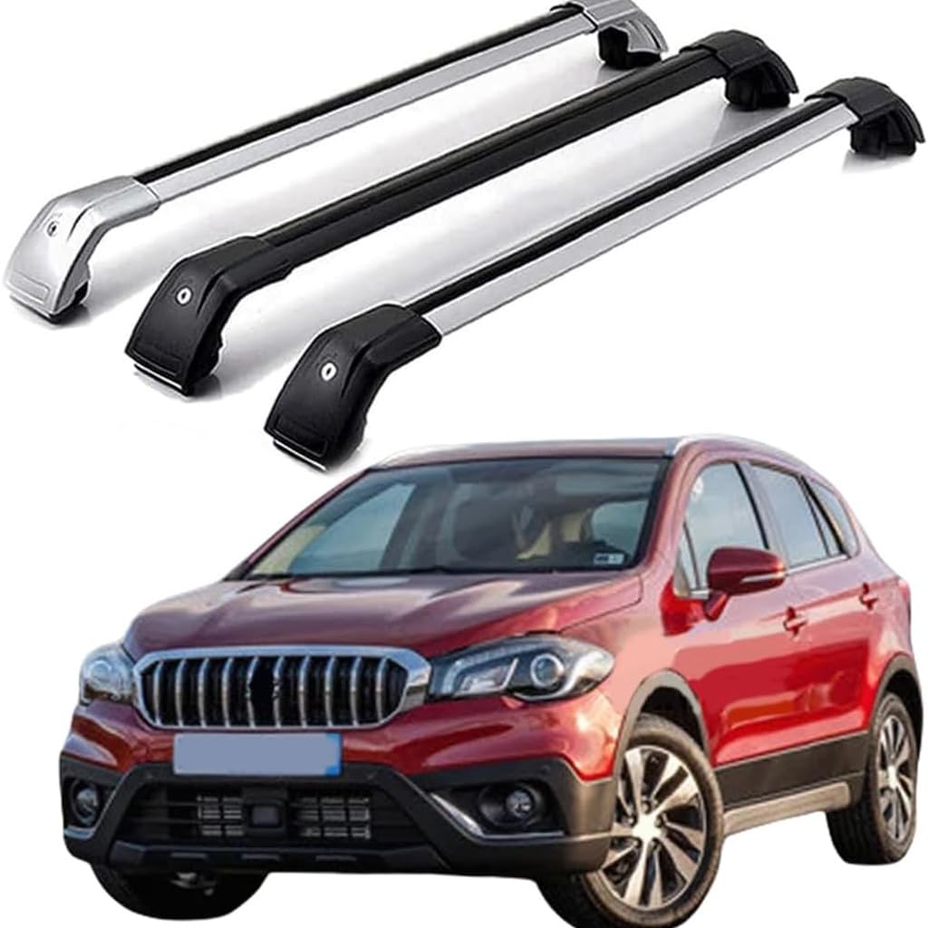 Dach Querstreben für S-UZUKI SX4 S-Kreuz 2013-2019,Auto Dachträger Querstreben Auto Schienen Rack Aluminium Anti-Rost Querträger Dach Gepäck Ersatzteile Set,Schwarz von ZZRSXZSR