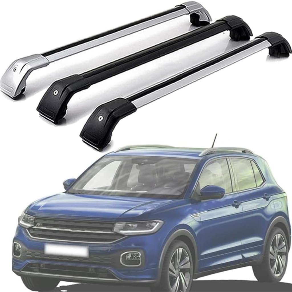 Dach Querstreben für T-Cross 2019 2020,Auto Dachträger Querstreben Autoschienen Rack Aluminium Anti-Rost Querträger Dach Gepäck Ersatzteile Set,Silber-schwarz von ZZRSXZSR