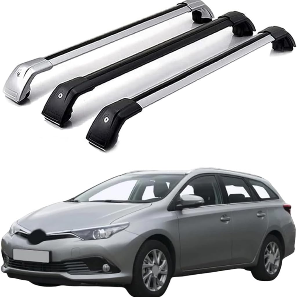 Dach Querstreben für T-OYOT Auris 5-dr 2013-2017,Auto Dachträger Querstreben Auto Schienen Rack Aluminium Anti-Rost Querträger Dach Gepäck Ersatzteile Set,Silber-schwarz von ZZRSXZSR