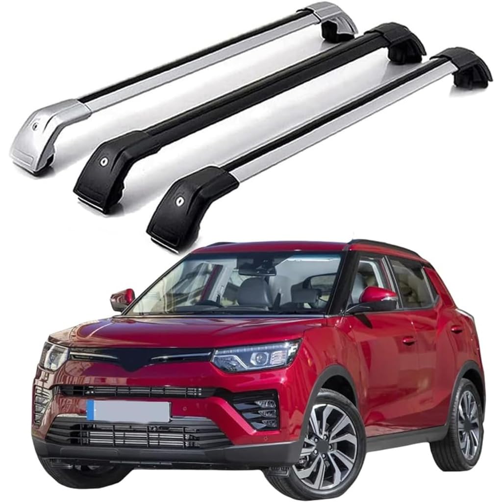 Dach Querstreben für ssangyong Tivoli 2015-2020,Auto Dachträger Querstreben Auto Schienen Rack Aluminium Anti-Rost Querträger Dach Gepäck Ersatzteile Set,Schwarz von ZZRSXZSR