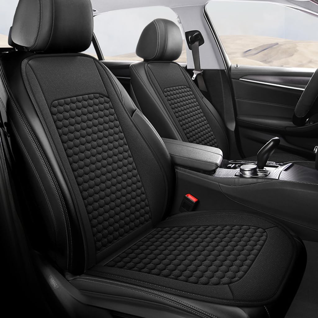 ZZRSXZSR Autositzbezug für Audi A4 (MK B8) 2007-2015,kühles Sitzkissen aus Eisseide Sommerkühlung Autositz-Schutzkissen Atmungsaktiv Bequem Sitzauflage,Black-2 Pieces von ZZRSXZSR