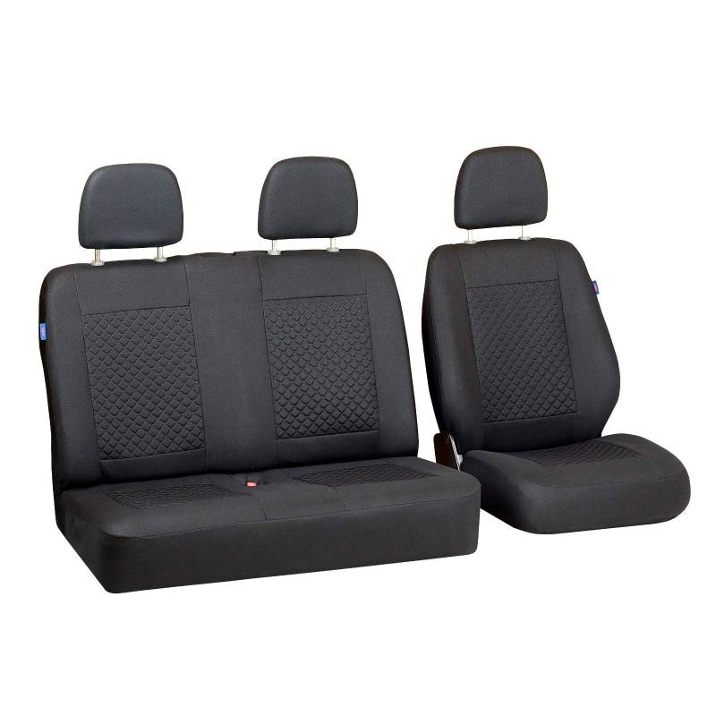 Zakschneider Benz Vario Autositzbezug Set 1+2 - Farbe Premium Schwarz gepresstes Karomuster von Zakschneider