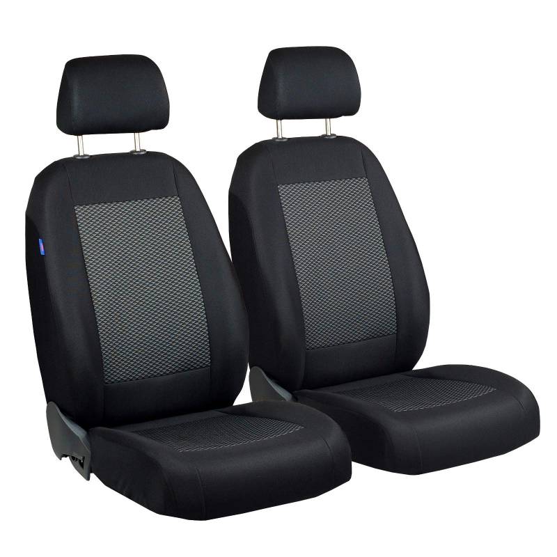 Zakschneider Grande Punto Vorne Sitzbezüge - für Fahrer und Beifahrer - Farbe Premium Schwarz-graue Dreiecke von Zakschneider