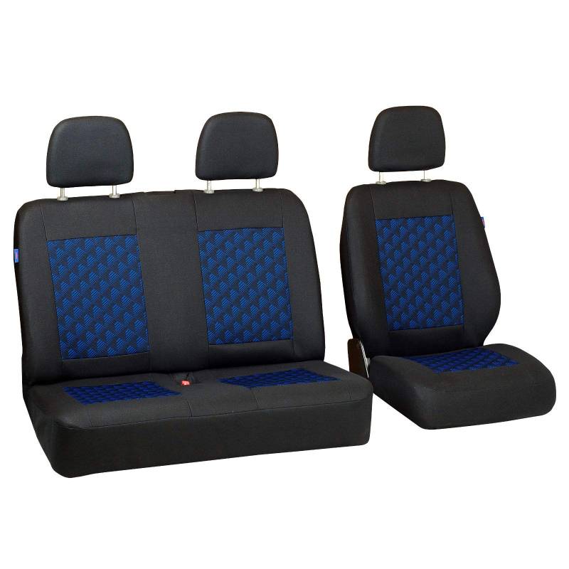 Zakschneider L300 Autositzbezug Set 1+2 - Farbe Premium Schwarz-Blaue Effekt 3D von Zakschneider