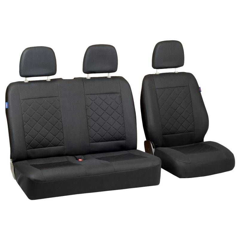 Zakschneider NV300 Sitzbezüge - Set 1+2 - Farbe Premium Schwarz gepresstes Karomuster von Zakschneider
