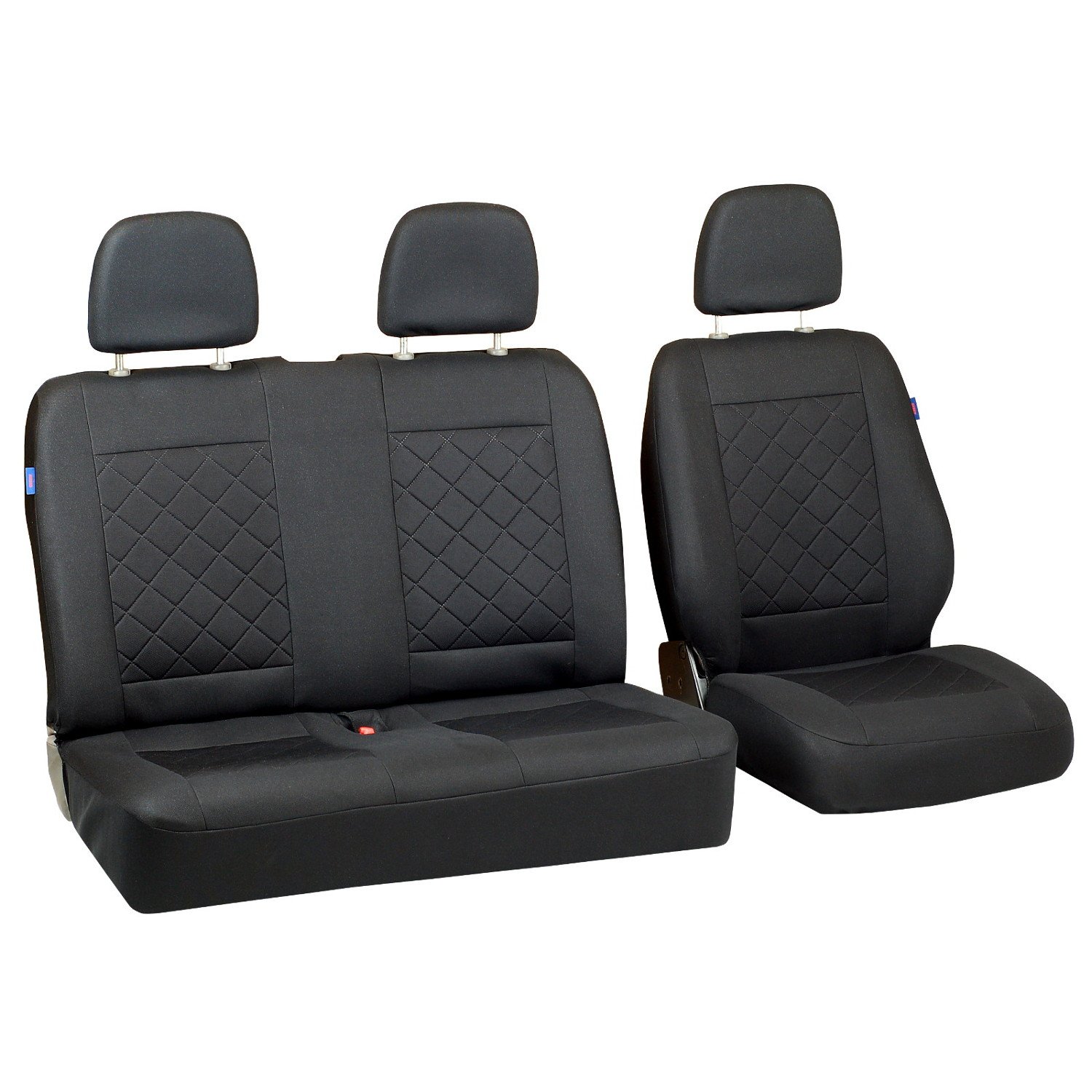 Zakschneider T1 Sitzbezüge - Set 1+2 - Farbe Premium Schwarz gepresstes Karomuster von Zakschneider