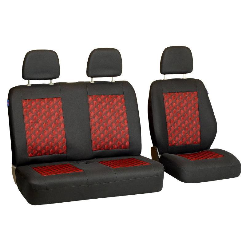 Zakschneider T6 Sitzbezüge - Set 1+2 - Farbe Premium Schwarz-rot Effekt 3D von Zakschneider