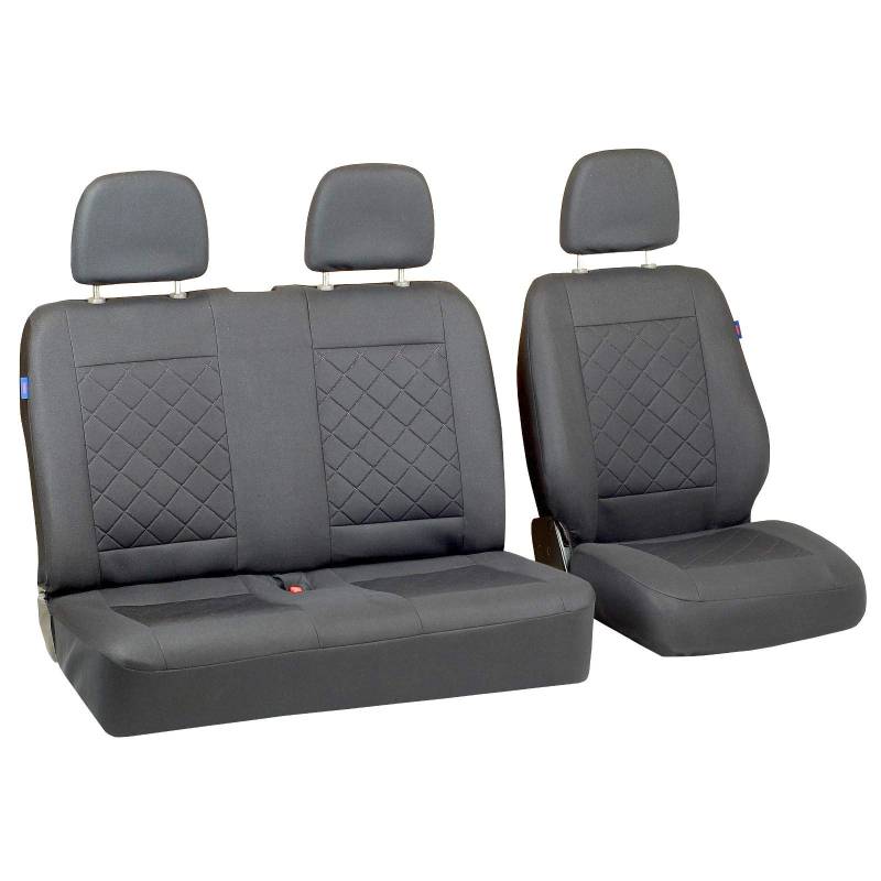 Zakschneider VITO Autositzbezug Set 1+2 - Farbe Premium Grau gepresstes Karomuster von Zakschneider