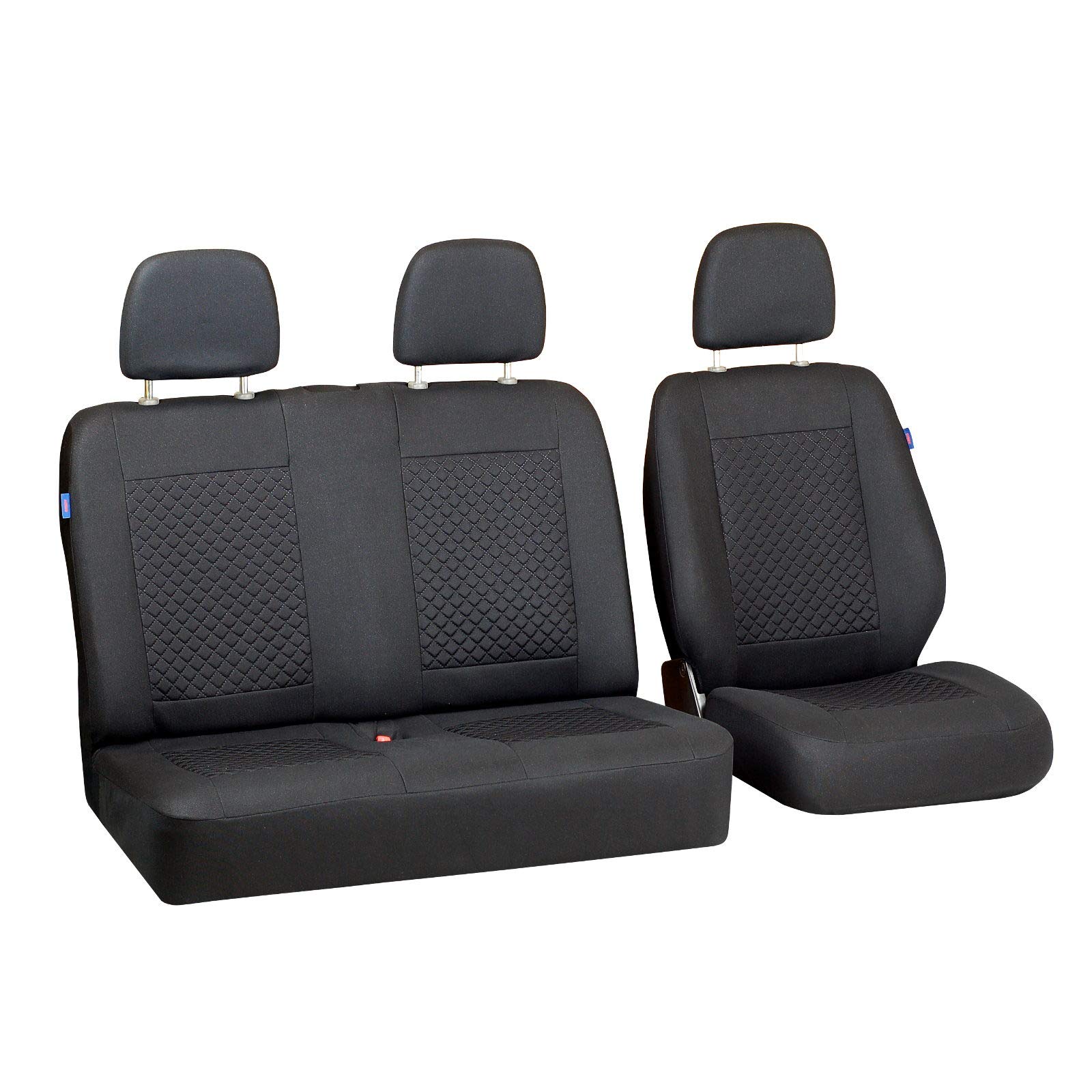 Zakschneider VITO Autositzbezug Set 1+2 - Farbe Premium Schwarz gepresstes Karomuster von Zakschneider