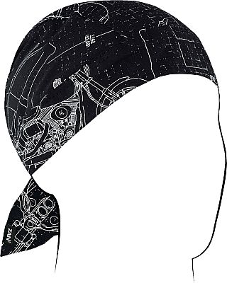 Zan Headgear Flydanna Moto Blueprint, Kopftuch - Schwarz/Weiß - Einheitsgröße von Zan Headgear