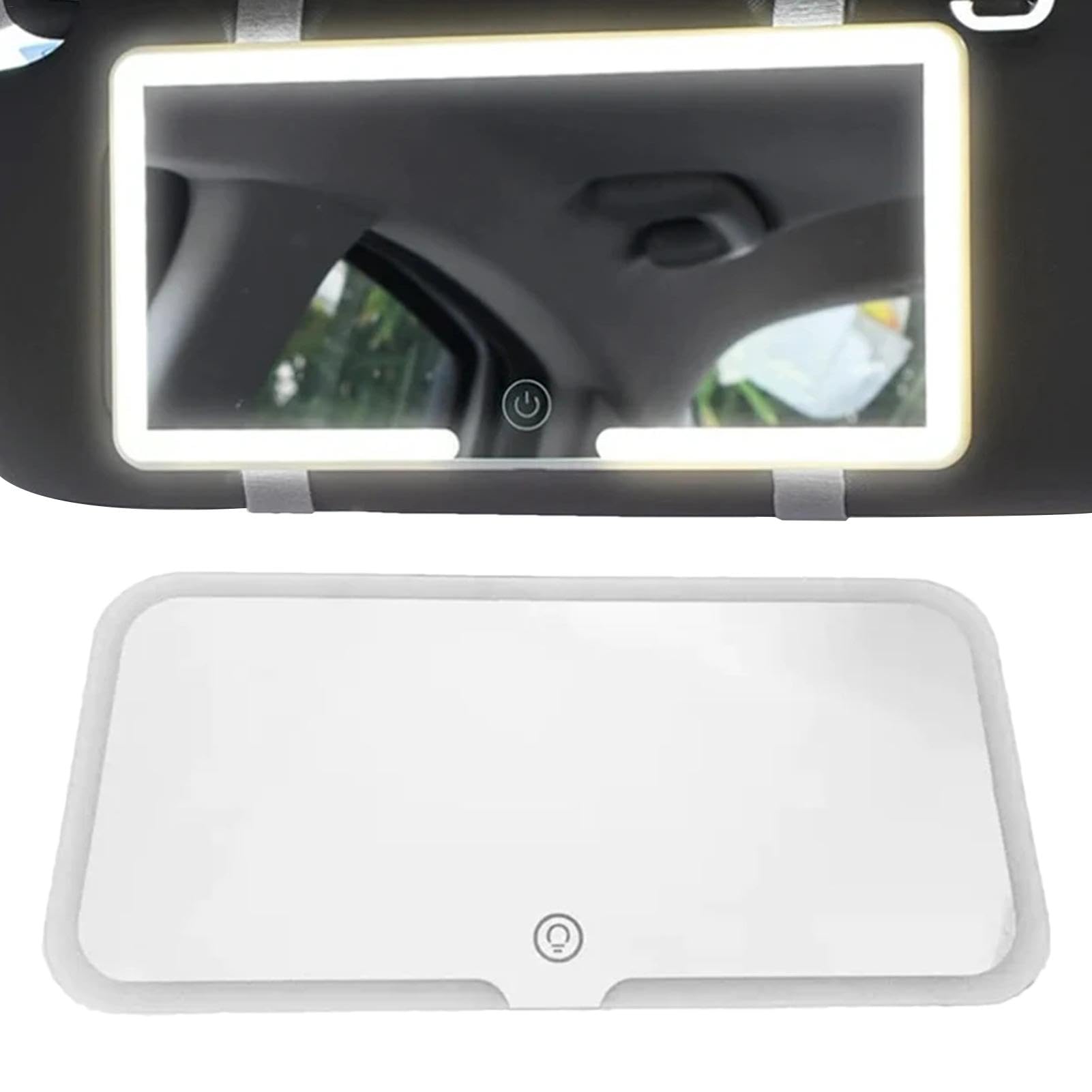 1/2 Stück Auto-Kosmetikspiegel mit LED-Leuchten – wiederaufladbarer LED-Auto-Schminkspiegel, dimmbarer Touch-Sensor, Sonnenblende, Schminkspiegel mit 3 Lichtmodi, Auto-Kosmetikspiegel für LKW, SUV von Zankie