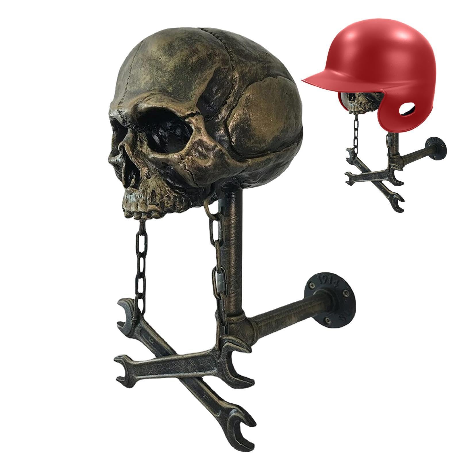 Zasdvn Totenkopf-Helm-Display, Wandmontage, Motorrad-Totenkopf-Helm-Halter, Helm-Ständer, Wandmontage, Totenkopf-Design, für Kappen von Zasdvn