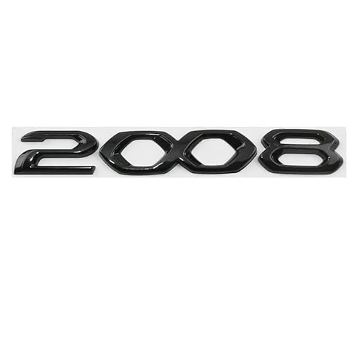 Auto Emblem Badge für Peugeot 2008 2023 2022,Kofferraum Heckklappen Aufkleber Emblem Abzeichen Ersatz Auto Dekoration Zubehör,Black von ZcwQfYA