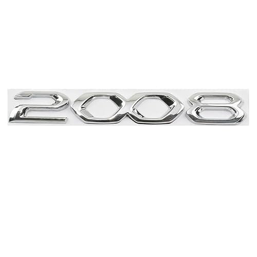 Auto Emblem Badge für Peugeot 2008 2023 2022,Kofferraum Heckklappen Aufkleber Emblem Abzeichen Ersatz Auto Dekoration Zubehör,Silver von ZcwQfYA