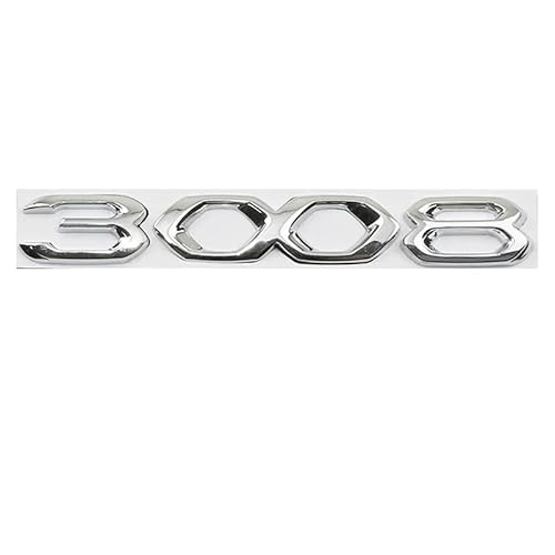 Auto Emblem Badge für Peugeot 3008 2023 2022,Kofferraum Heckklappen Aufkleber Emblem Abzeichen Ersatz Auto Dekoration Zubehör,Silver von ZcwQfYA