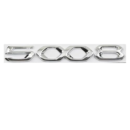 Auto Emblem Badge für Peugeot 5008,Kofferraum Heckklappen Aufkleber Emblem Abzeichen Ersatz Auto Dekoration Zubehör,Silver von ZcwQfYA