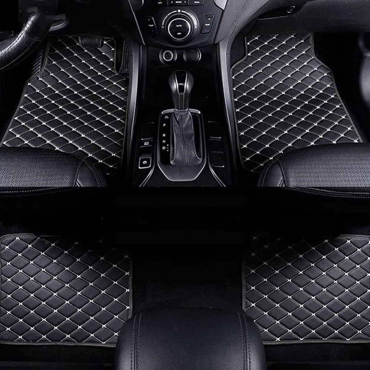 Teppichschutz Automatte, Auto Vorne Und Hinten Bodenmatten Set Styling, für Tesla Model S 2012 2013 2014 2015,A-Black-beige von ZeQYyN