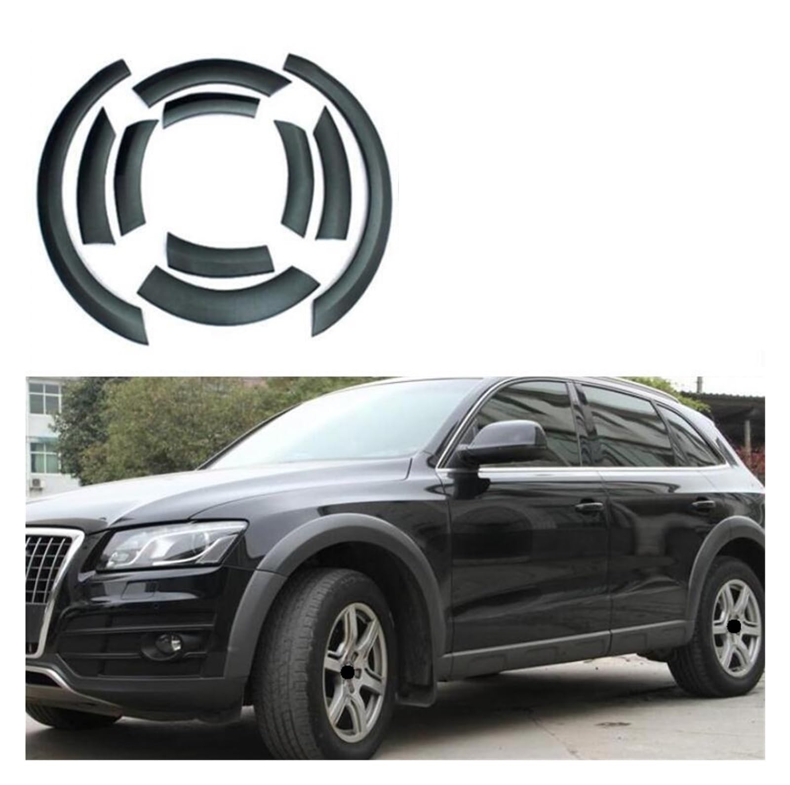 ABS-Material, Auto-Radkasten-Kotflügel, Radkastenabdeckung, kompatibel for Audi Q5 2010 bis 2017, Radaugenbrauen-Rundbogen-Kotflügelverbreiterungen, Body-Kit-Abdeckung(Matte black) von ZebRaz