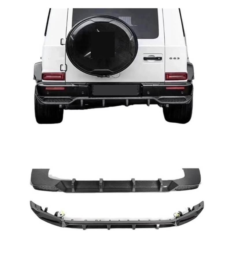 Echtkarbonfaser-Frontlippe, Heckdiffusor, Stoßstangen-Spoiler-Körpersatz, kompatibel for Benz G-Klasse G63 W464 2019–2022, vordere hintere Stoßstangen, Spoiler-Diffusor(Front Rear kit) von ZebRaz