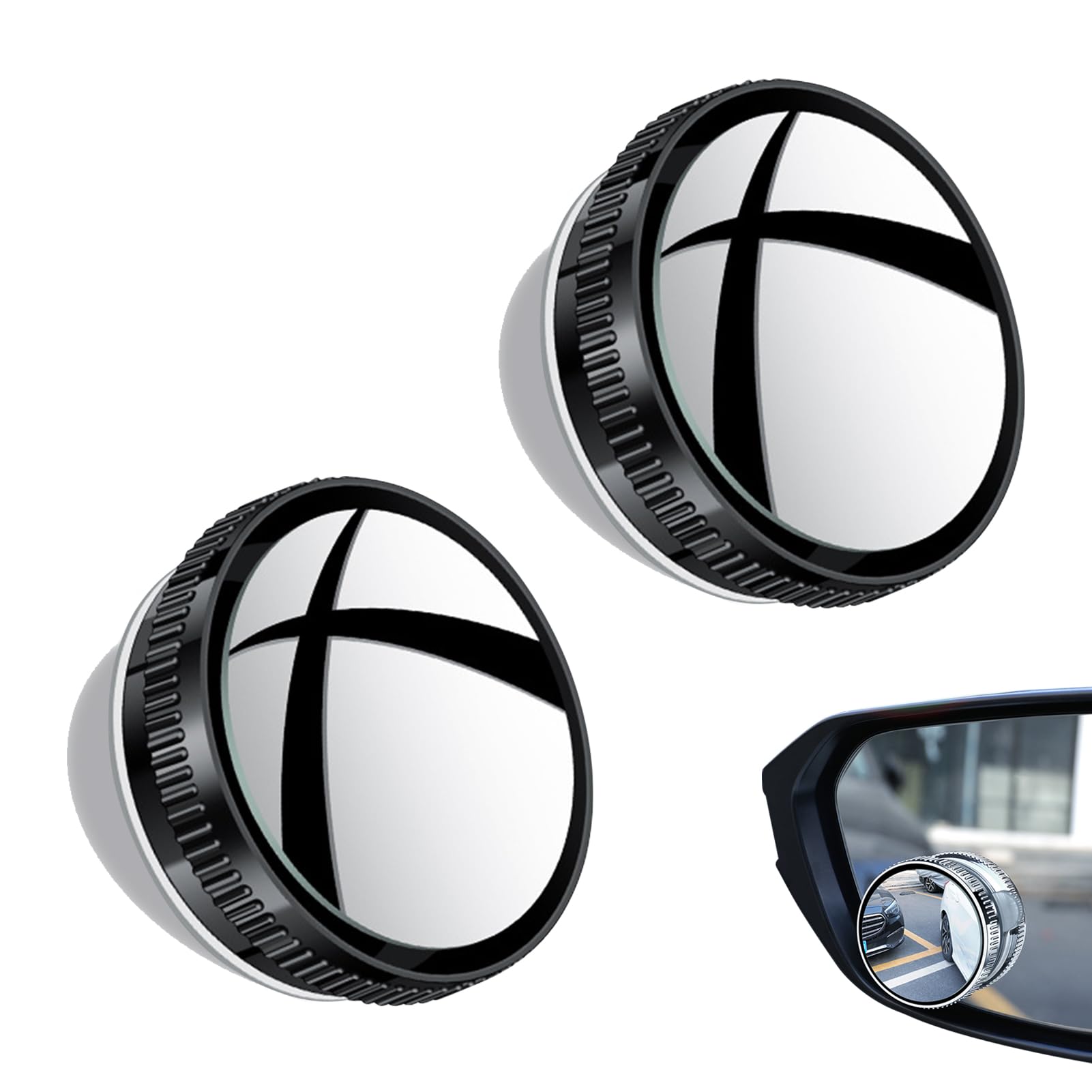 2pcs Toter Winkel Spiegel Auto, Blinder Autospiegel 360 Weitwinkel, Blinder Autospiegel 360 Grad Rotation verstellbar, Blind Spot Mirrors For Cars wasserdicht für Alle Autospiegel (Schwarz) von Zecnaud