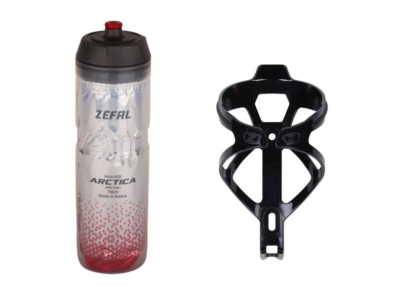 ZEFAL Pack Arctica 75 Silber-Rot und Pulse B2 Schwarz - Hydration Pack mit Isothermischer Fahrradflasche und Fahrradflaschenhalter - Fahrrad Trinkflasche mit Halter - 146 g von ZEFAL