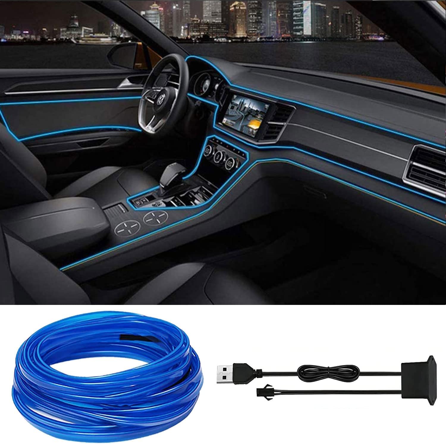 Auto Led Innenbeleuchtung,5m Auto Innenraumbeleuchtung,Led Atmosphäre Licht Auto,Auto LED Streifen,Led Tape Auto,Wasserdicht Ambientebeleuchtung,Led Lampen fürs Auto von ZeiLaBang Kakadi