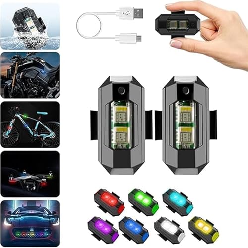 ZeiLaBang Kakadi 2 Stück Strobe Drone Light Blitzlicht,7 Farben Led Aircraft Strobe Lights,USB Charging Blitzlichter Drone Night Light für Drohne,Mini-Drohnen-Blitzlichter,Kabellose Led lichter Auto von ZeiLaBang Kakadi