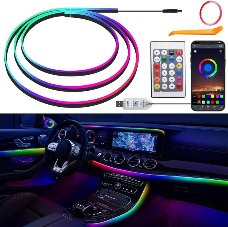 LED Innenbeleuchtung Auto,110cm Ambientebeleuchtung Auto Strip,LED Auto Ambient Lighting,LED Auto Faseroptikstreifen,RGB Innenbeleuchtung AutoLED Strip Innenraumbeleuchtung Ambientebeleuchtung von ZeiLaBang Kakadi