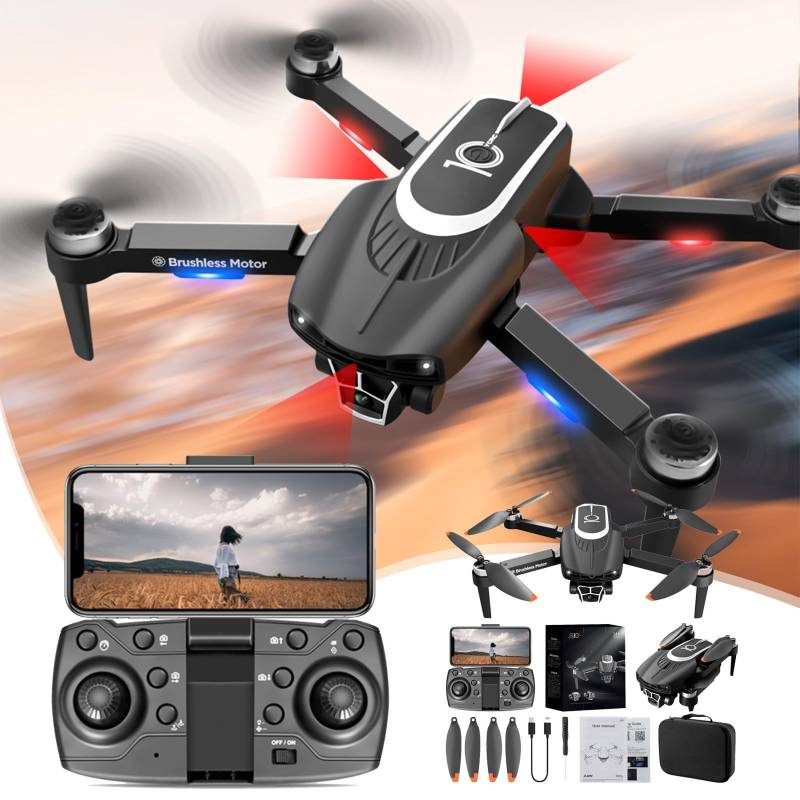 Drohne mit Kamera 1080p hd, 4K HD FPV Video faltbare Drone, RC Quadcopter mit Höhenhaltung und Headless Modus für Anfänger, 3D Flip, Höhenhaltung,Schwerkraft Sensor Drohne (05bürstenlos) von Zeiayuas