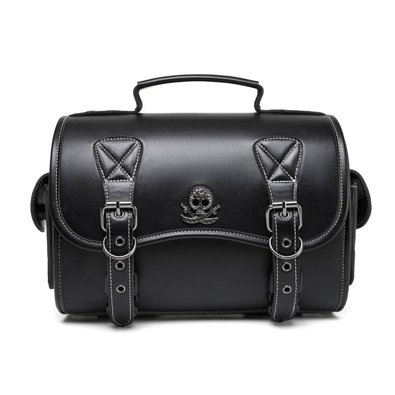 Zeiwohndc Punk Styles Satteltasche PU Seitentasche Reisegepäcktasche Mit 2 Riemen Über Satteltasche Werkzeugtasche von Zeiwohndc