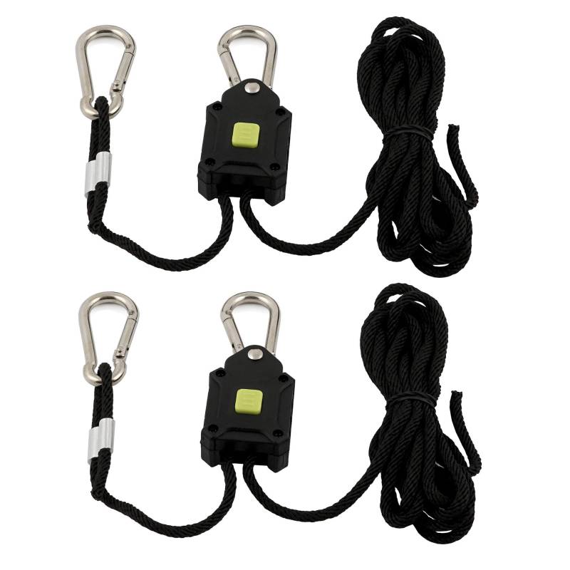 Zelsius Seilratsche Rope Ratchet (2 Stück) | belastbar bis 68 kg pro Paar | Seilzug Ratsche mit 4 Karabiner Haken für Lampen Reflektoren Ventilatoren Lüfter Pflanzen | Handseilwinde, Greifzug von Zelsius