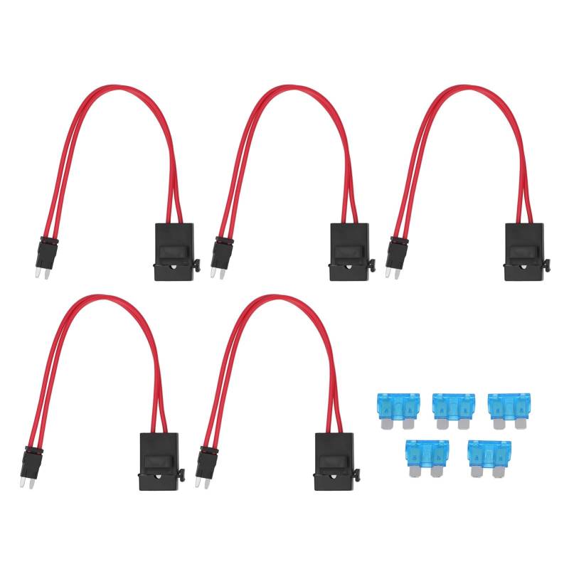 ZenithAur Hochleistungs-Drahtverlängerung, Mini-Klingenhalter-Anschluss für 20-A-Stromkreisschutz, 5 Stück, 16 AWG, dünnes Design (ACK S 10,9 mm) von ZenithAur