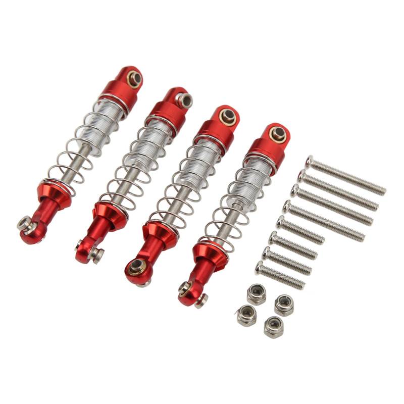 ZenithAur RC-Car-Stoßdämpfer, 2 Paar 60-mm-Stoßdämpfer-Modifikationsteile aus Aluminiumlegierung für WPL SELECTIONS (Rot) von ZenithAur