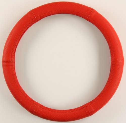 Lenkradbezug Lenkradhülle Lenkradschutz 35-36cm Leder rot perforiert von ZentimeX