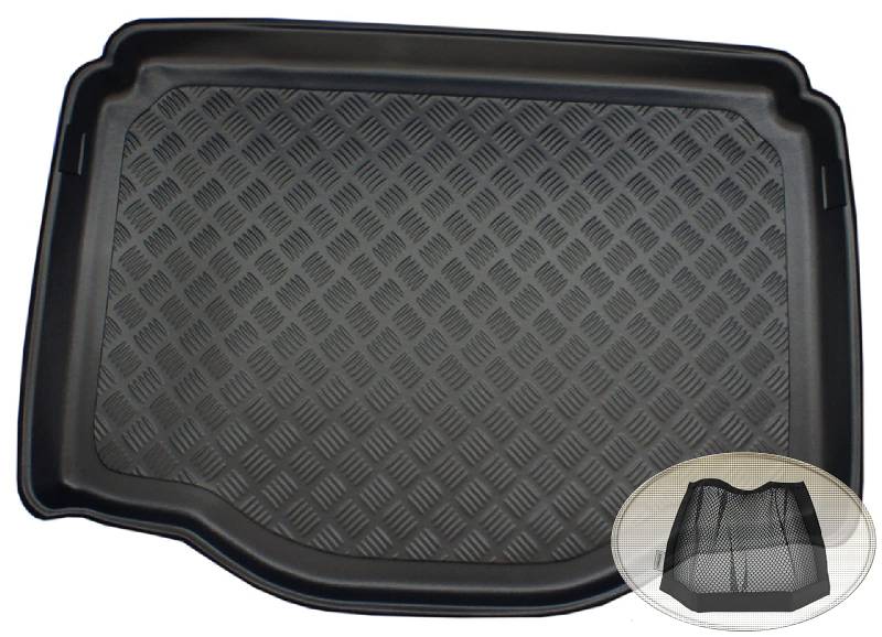 ZentimeX Z3340608 Geriffelte Kofferraumwanne fahrzeugspezifisch + Klett-Organizer (Laderaumwanne, Kofferraummatte) von ZentimeX