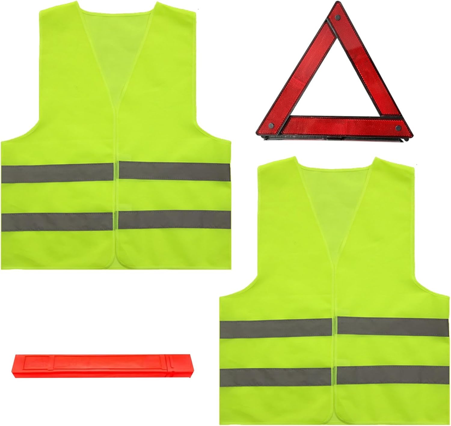 ZephyrCraft 3in1 Warnwesten Auto und Warning Triangles Set - Reflektierende Warnweste Motorrad und Warndreieck-Halterungshalter, Faltbares Warndreieck KFZ Klein, Mit Aufbewahrungskoffer von ZephyrCraft