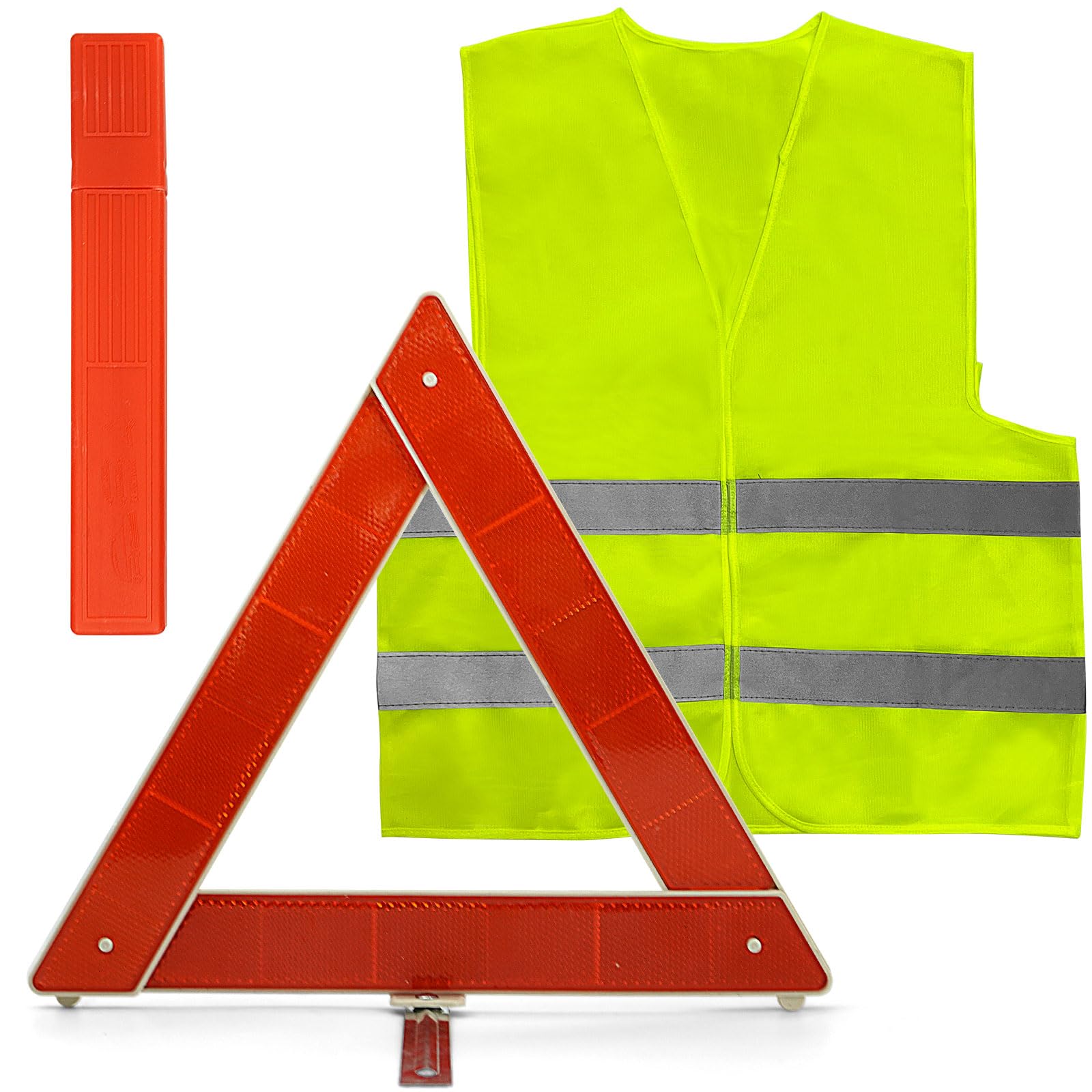 ZephyrCraft 2in1 Warnwesten Auto und Warning Triangles Set - Reflektierende Warnweste Motorrad und Warndreieck-Halterungshalter, Faltbares Warndreieck KFZ Klein, Mit Aufbewahrungskoffer von ZephyrCraft