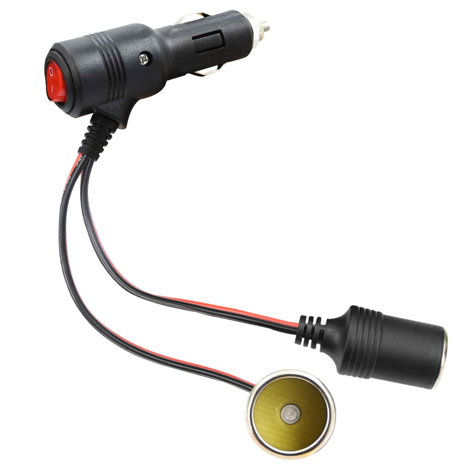 Zequech Fahrzeug Zigarettenanzünder 1/2 Extender, Stecker-Adapter, Splitter, kompatibel mit 12V/24V Strom, mit roter Ein/Aus-Anzeige für LKWs, Motorräder, Wohnmobile, etc. von Zequech