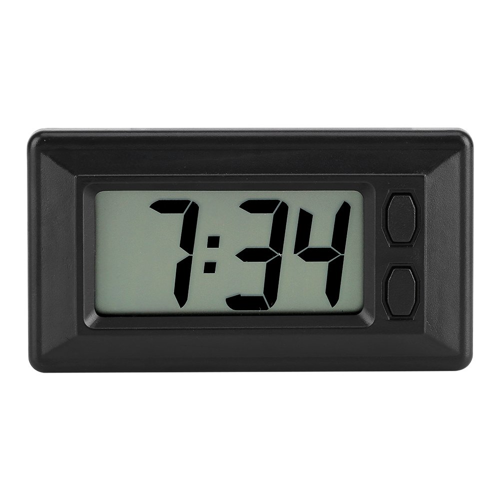 77 x 42, digitaluhr klein, kleine uhr mit licht 4 x 17,7 mm ultradünne elektronische Uhr mit Klebepad LCD Digital Datum Zeit Kalender Display für Auto Armaturenbrett Home Schreibtisch Büro von Zerodis