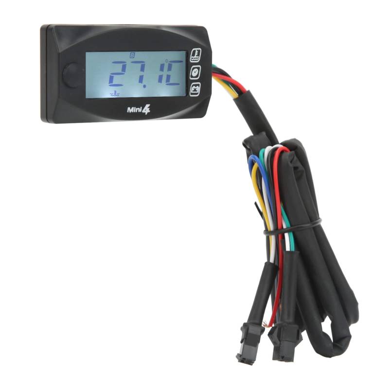 Motorrad-Öltemperaturanzeige, Präziser 4-in-1-LCD-Bildschirm, Einheitliche Digitalanzeige, Wasserdichte Motorrad-Spannungstemperaturanzeige, Dünn für Motorräder (M12x1,5) von Zerodis