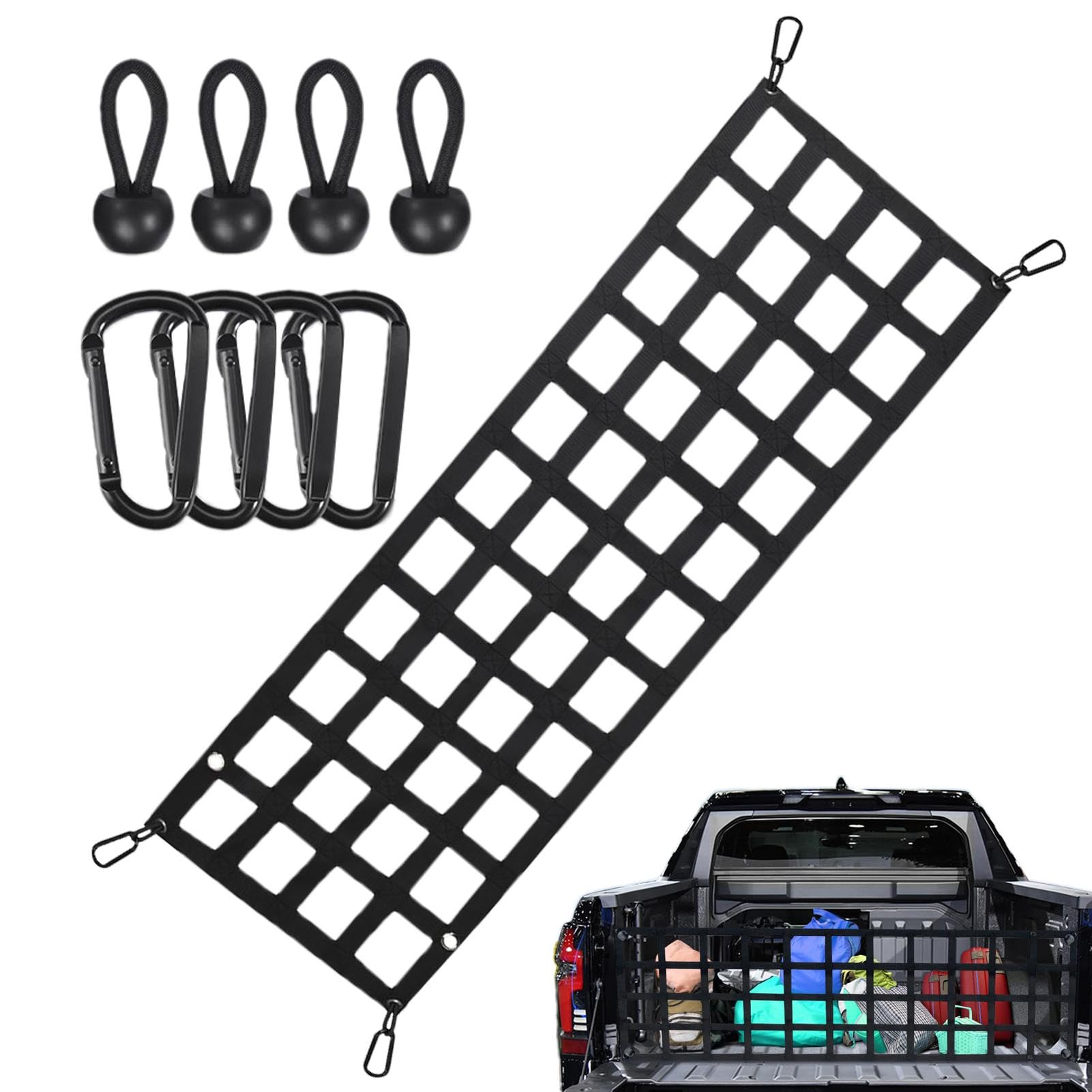 Heckklappennetz – Möbel-Frachtnetz, Pickup-LKW-Bett Heckklappennetz | UV-geschütztes Netz für LKW-Heckklappe, wetterfestes Frachtnetz mit Karabinerhaken für Kajaks, Möbel von Zestvria