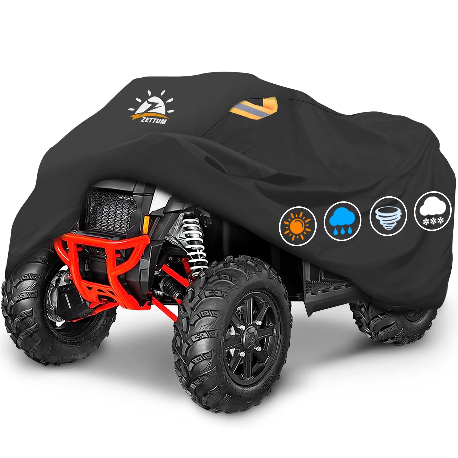 Zettum Quad Abdeckplane ATV Abdeckung - 213 cm ATV Autoabdeckung 600D PU Heavy Duty & Wasserdicht, Outdoor Fahrzeug Abdeckplane alle Wetter groß für Polaris, Honda, Yamaha(213 L x 121 B x 114 H cm) von Zettum